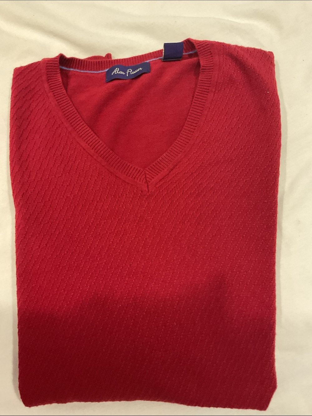 Alan Flusser Red V-Neck Sweater Vest - Picture 2 of 4